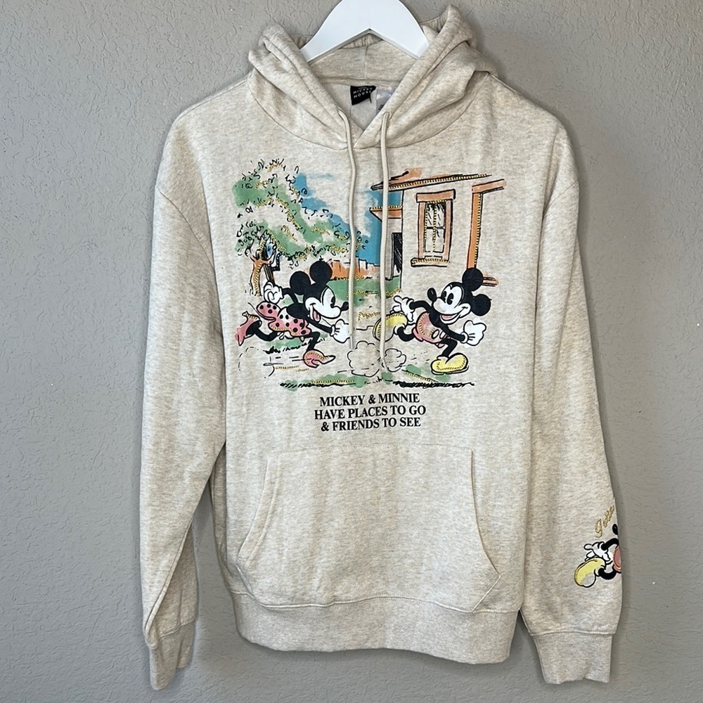 NWT Disney Mickey & Minnie Cream Places to Go and Friends to See‎ Hoodie Size S